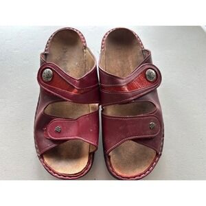 Finn Comfort Red Leather Slide Sandals Womens Jamaica 2 40 9.5